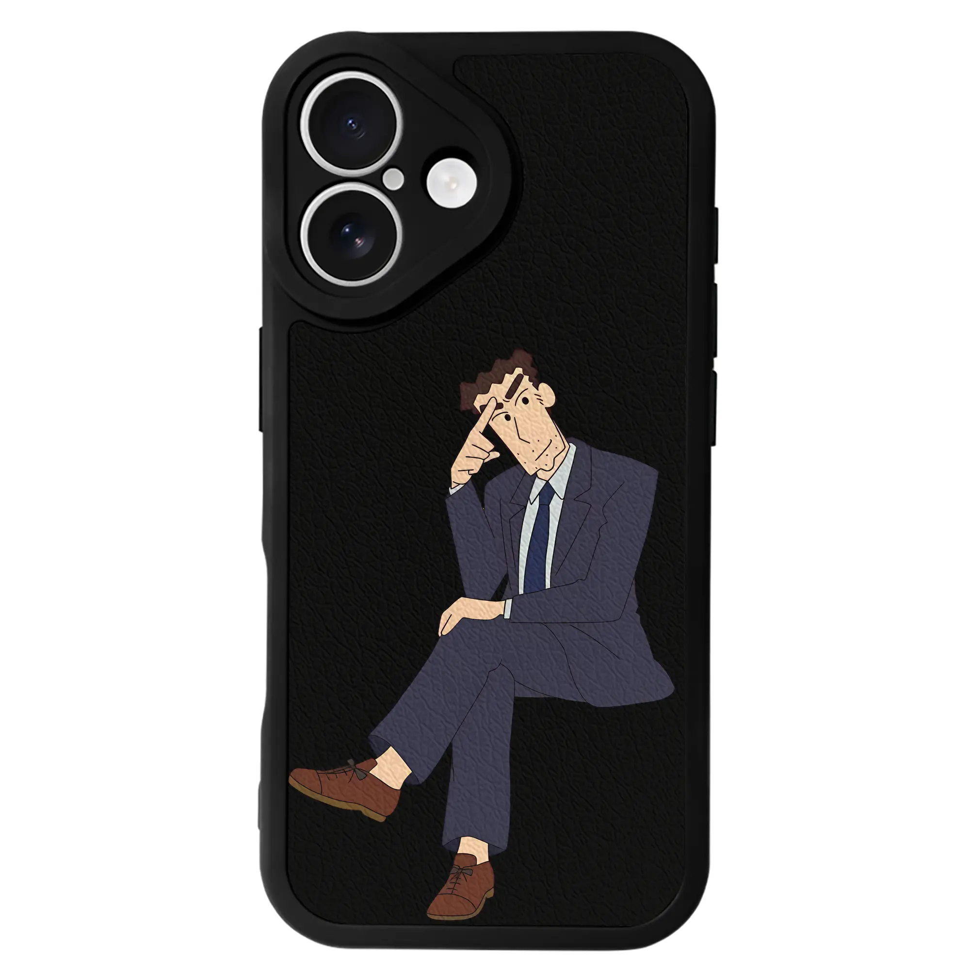 クレヨンしんちゃん グッズ 野原 ひろし - IPhone 16シリーズ対応 ・ シリコンスマホケース ・ レザー調 ・ 高精度フィット ・ 耐衝撃 ・ ワイヤレス充電対応 ・ 精密カット